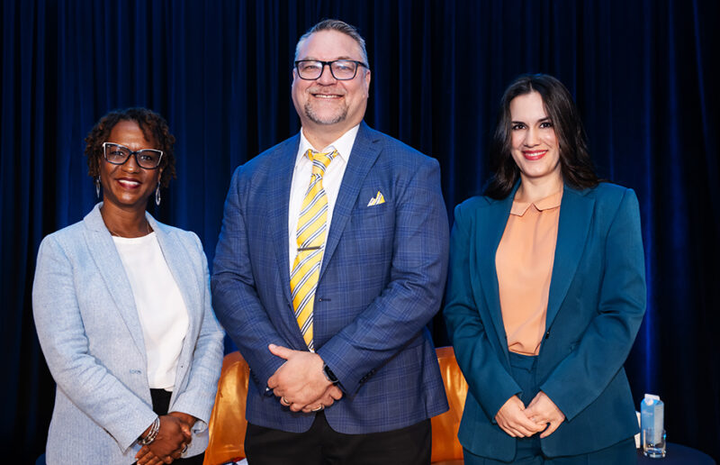 Opening plenary speakers for ABMS Conference 2024 Michele S Pore MBA CAE Victoria Yaneva PhD and Jason R Frank MD MA Ed FRCPC FAOA hon